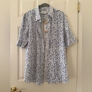 Ports 1961 White and Blue Floral Men's Shirt